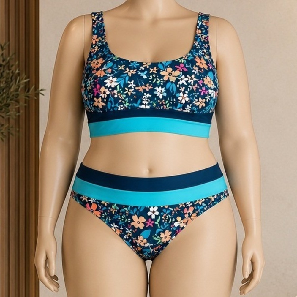 Bloomchic Womens Bikini Set Floral High Waisted Plus Size 26